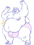  anthro big_bulge bulge canine clothed clothing eyewear glasses male mammal nipples obese obese_male open_mouth overweight penis_outline siriusdog standing topless underwear yawn 