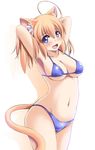  animal_ears bikini blonde_hair cat_ears original pudding_(tonpuu) purple_eyes short_hair solo standing swimsuit tail tonpuu 