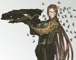  alternate_hairstyle bad_hands bangs bow_(weapon) breasts brown_hair bug cowboy_shot crossbow glasses glasses_girl_(nameo) highres huge_weapon insect large_breasts long_hair low_twintails nameo_(judgemasterkou) original parted_bangs scope semi-rimless_eyewear solo stand_(jojo) suspenders trypophobia twintails under-rim_eyewear very_long_hair weapon 
