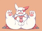  anus censored chubby flappydog fur male mammal nintendo nude open_mouth overweight penis pok&eacute;mon precum simple_background spread_legs spreading teeth tongue video_games white_fur zangoose 
