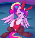 clothing corrupteddiscipline equine female feral friendship_is_magic fur hair horn mammal multicolored_hair my_little_pony pink_fur princess_cadance_(mlp) purple_eyes pussy royalty senseidezzy solo spread_wings winged_unicorn wings 