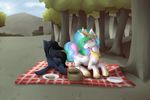  duo eating equine female food friendship_is_magic horn horse lunch mammal marsminer midnight_song my_little_pony outside picnic pony princess_celestia_(mlp) winged_unicorn wings 