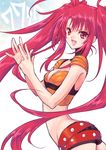  belt jako_(toyprn) midriff nanaly_fletch red_eyes red_hair short_shorts shorts solo tales_of_(series) tales_of_destiny_2 twintails 