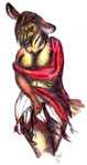  6dtp anthro breasts cervine clothed clothing deer female mammal pihla signature solo traditional_media_(artwork) 