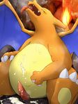  charizard chubby dragon male nintendo nude open_mouth overweight penis pok&eacute;mon saliva sweat teeth tongue tongue_out video_games wanisuke wings 