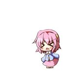  &gt;_&lt; blush chibi closed_eyes commentary_request dress hairband komeiji_satori lowres ominaeshi_(takenoko) open_mouth pink_hair short_hair solo tears touhou triangle_mouth white_background 