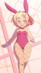  animal_ears bad_id bad_nicoseiga_id blonde_hair bunny_ears bunny_girl bunnysuit collar cross cross_earrings earrings fishnet_pantyhose fishnets hair_ornament hair_ribbon hairclip highres jewelry mimiru_(mimill) open_mouth pantyhose pink_eyes pointy_ears ribbon round_teeth rumia short_hair smile solo teeth touhou wrist_cuffs 