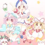  :3 animal_ears asymmetrical_clothes blonde_hair blush_stickers bow bowtie braid breasts bunny_ears cheerleader cosplay covered_nipples crossover full_body ghost gloves hair_bow hat heart heart-shaped_pupils konpaku_youmu_(ghost) kyubey kyubey_(cosplay) large_breasts long_hair looking_at_viewer magical_girl mahou_shoujo_madoka_magica mismatched_footwear mob_cap multiple_girls navel nurse_cap open_mouth oppai_loli pink_eyes pink_hair pointing ponytail red_eyes reisen_udongein_inaba saigyouji_yuyuko short_hair skirt sleeveless star starry_background sweat symbol-shaped_pupils thighhighs touhou triangular_headpiece wand white_hair yagokoro_eirin yakumo_ran yakumo_yukari yanmarson yellow_eyes yukkuri_shiteitte_ne 