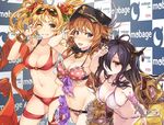  :d ;) bikini blonde_hair blue_eyes blush breasts cleavage danua doll draph eyewear_on_head flower frilled_bikini frills granblue_fantasy green_eyes gretel_(granblue_fantasy) hair_flower hair_ornament hair_over_one_eye hansel_(granblue_fantasy) hat horn_ornament horns jewelry large_breasts leaf lecia_(granblue_fantasy) long_hair multiple_girls necklace nose_blush o-ring o-ring_top one_eye_closed open_mouth orange_hair pink_bikini polka_dot polka_dot_bikini polka_dot_swimsuit purple_hair red_bikini red_eyes shawl smile sunglasses sweat swimsuit twintails v v_over_eye white_bikini zama_masaaki zeta_(granblue_fantasy) 