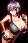  bad_id bad_twitter_id breasts cleavage highres huge_breasts inactive_account kloah microphone midriff red_eyes short_hair solo 