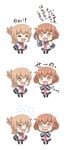  :d ^_^ black_legwear brown_hair closed_eyes comic commentary dress fang flying_sweatdrops folded_ponytail hair_ornament hairclip highres ikazuchi_(kantai_collection) inazuma_(kantai_collection) kantai_collection kotanu_(kotanukiya) long_hair multiple_girls neckerchief open_mouth ponytail sailor_collar sailor_dress short_hair sleeves_past_wrists smile tearing_up tears translated tupet wavy_mouth younger 