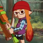  animated animated_gif commentary evil_smile inkling jeremiah_johnson looking_at_viewer lowres orange_eyes orange_hair parody robert_redford smile smug splatoon_(series) splatoon_1 stup-jam 