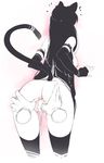  animal_ears ass bad_id bad_tumblr_id bent_over black_hair cat_ears cat_girl cat_tail commentary cum cum_in_pussy monochrome original sticky_(stickysheep) tail 