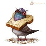  2015 avian bird bread crumbs cryptidcreations doing_it_wrong feathers flour food inbread piperthibodeau red_eyes simple_background solo white_background 