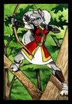  2001 archer arrow blue_eyes bow_(weapon) dierdre female grey_hair hair ironclaw_(rpg) mammal ranged_weapon ranger_(job) rodent solo squirrel tracy_j_butler weapon 