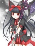  animal_ears axe bad_id bad_pixiv_id black_hair bow cat_ears dress fake_animal_ears flipper frills garter_straps gate_-_jieitai_ka_no_chi_nite_kaku_tatakaeri gothic_lolita hair_ribbon hairband lolita_fashion lolita_hairband long_hair looking_at_viewer necktie poleaxe puffy_sleeves red_eyes ribbon rory_mercury shiny shiny_hair solo thighhighs weapon wrist_cuffs 