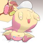 anal anal_penetration anus apc_(artist) audino balls barefoot bed blue_eyes blush butt cum erection half-closed_eyes male nintendo nude on_bed open_mouth penetration penis pok&eacute;mon saliva sex_toy smile solo tapering_penis tongue vibrator video_games 