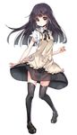  apron black_eyes black_hair long_hair nuira solo thighhighs waitress working!! yamada_aoi 