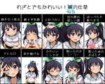  &gt;_&lt; ? ^_^ anger_vein blush closed_eyes earrings eighth_note expressions ganaha_hibiki hand_on_another's_head hands_on_own_cheeks hands_on_own_face heart high_ponytail hiiringu hoop_earrings idolmaster idolmaster_(classic) jewelry long_hair musical_note o_o one_eye_closed open_mouth sneezing tears translated upper_body wavy_mouth white_background 