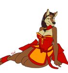  alt anthro breasts brown_fur brown_hair canine cleavage clothed clothing female fur hair long_hair looking_at_viewer lying mammal simple_background sinto smile solo video_games warcraft were werewolf white_fur wolf worgen world_of_warcraft 