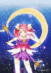  :q absurdres ahoge alternate_costume alternate_hair_color alternate_hairstyle bad_id bad_pixiv_id choker crescent_moon domo_natsu_takashi_teki_suika elbow_gloves gloves highres league_of_legends licking_lips looking_at_viewer luxanna_crownguard magical_girl moon pink_hair purple_eyes solo star star-shaped_pupils star_guardian_lux symbol-shaped_pupils thighhighs tiara tongue tongue_out twintails v_over_eye white_gloves white_legwear 
