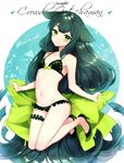  bikini copyright_name english full_body gatchaman_crowds green_eyes green_hair groin high_heels leg_garter legs_up long_hair low-tied_long_hair lowleg lowleg_bikini md5_mismatch navel no_socks parted_lips sakura_yuki_(clochette) solo swimsuit twitter_username utsutsu very_long_hair 