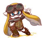  artist_name bike_shorts blue_eyes boots camouflage full_body goggles goggles_on_head hakusoto hood hoodie ink_tank_(splatoon) inkling n-zap_(splatoon) orange_hair outstretched_arms pointy_ears sidelocks simple_background smile solo sparkle splatoon_(series) splatoon_1 tentacle_hair white_background 