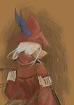  2013 anthro brown_background brown_fur burmecian chain clothed clothing coat female final_fantasy final_fantasy_ix freya_crescent fur grey_hair hair hat looking_back mammal rat rear_view rodent simple_background sincrescent solo video_games 