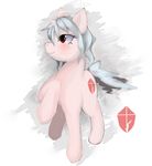  2013 blue_fur blue_hair blush cutie_mark equine fan_character female feral fur hair horn mammal my_little_pony nude pink_fur red_eyes simple_background sincrescent solo unicorn white_background 