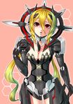  android armor blonde_hair breasts cleavage headdress hijirino_yuuta long_hair low_twintails medium_breasts phantasy_star phantasy_star_portable_2 red_eyes rozen_s_series solo twintails very_long_hair 