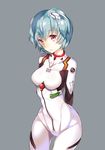  ayanami_rei blue_hair bodysuit chitetan neon_genesis_evangelion plugsuit red_eyes short_hair solo standing white_bodysuit 