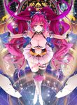  breasts cleavage fingerless_gloves gloves highres hopper large_breasts long_hair navel pink_eyes pink_hair rasis skirt smile solo sound_voltex very_long_hair 