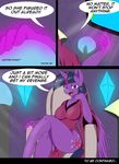  2015 anthro anthrofied clothed clothing comic cutie_mark dialogue digital_media_(artwork) english_text equine female friendship_is_magic glowing hair half-closed_eyes hi_res horn looking_at_viewer magic mammal my_little_pony purple_eyes purple_skin sitting solo suirano text twilight_sparkle_(mlp) winged_unicorn wings 