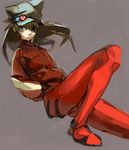  1girl animal_hat attall blue_eyes bodysuit brown_hair cabbie_hat cat_hat evangelion:_3.0_you_can_(not)_redo eyepatch hands_in_pockets hat highres jacket long_hair nanbo_ataru_(attall) neon_genesis_evangelion plugsuit rebuild_of_evangelion simple_background solo soryu_asuka_langley track_jacket 