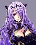  breasts camilla_(fire_emblem_if) cleavage fire_emblem fire_emblem_if hair_over_one_eye long_hair medium_breasts purple_eyes purple_hair solo twitttna 