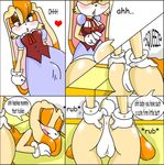  &lt;3 bulge butt clothing comic cream_the_rabbit dialogue dress female gloves open_mouth perverted_bunny presenting presenting_hindquarters shirt_cuffs sonic_(series) vanilla_the_rabbit 