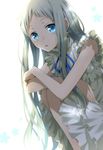  ano_hi_mita_hana_no_namae_wo_bokutachi_wa_mada_shiranai. blue_eyes dress highres honma_meiko long_hair setoo0115 silver_hair solo squatting 