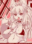  animal_ears borrowed_character breasts dated eyebrows fox_ears fox_tail huge_breasts kogetsu_tooka monochrome nanashi_mushi original red rei_no_pool solo tail tegaki_draw_and_tweet tongue tongue_out twitter_username 