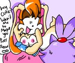  &lt;3 bed blaze_the_cat breasts dildo feline female lagomorph mammal perverted_bunny sex_toy sonic_(series) vanilla_the_rabbit 