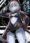  :d black_panties breasts cameltoe commentary_request glowing glowing_eyes grin hood hoodie jacket_lift kantai_collection o-ring o-ring_top open_mouth pale_skin panties purple_eyes re-class_battleship salute scarf shinkaisei-kan short_hair silver_hair sketch small_breasts smile solo tai_(nazutai) tail translation_request underwear v-shaped_eyebrows zipper 