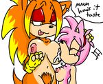  amy_rose breast_suck breastfeeding breasts clothing fan_character female female/female gloves lactating nipple_suck oral perverted_bunny sonic_(series) sucking yellow_eyes 