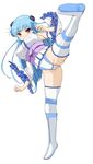  blue_hair boots cacaodecocoa cameltoe female flower frilled_legwear frills hair_flower hair_ornament hairband long_hair looking_at_viewer obi red_eyes ring_dream simple_background solo thighhighs white_background white_legwear white_thighhighs yuki_onna_(ring_dream) 