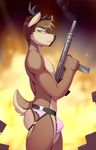  butt cervine clothing deer explosion female fire gun jockstrap mammal pose ranged_weapon sigma-x slyus underwear weapon 