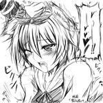  blush greyscale hazuki_kasane heart hijiri_byakuren monochrome petting saliva short_hair solo_focus toramaru_shou touhou wince 