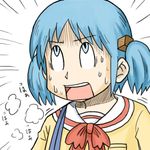  blue_hair hair_cubes hair_ornament naganohara_mio nichijou school_uniform solo sweatdrop tokisadame_school_uniform tony_(chikaku_kabin) twintails 