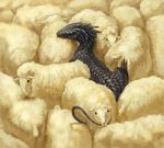  animal biting commentary_request dragon flock no_humans odd_one_out original scales sheep tail tail_biting 