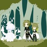  2boys animal_ears bad_id bad_pixiv_id forest green green_eyes green_hair lowres multiple_boys nature pixiv_fantasia saya_(sayaya) tree 