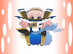  1girl animated animated_gif aqua_eyes blue_hair blue_scarf chibi double_lariat_(vocaloid) falling kaito long_hair mameshiba megurine_luka piledriver pink_hair scarf skirt spinning thighhighs vocaloid wrestling 