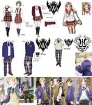  =_= axis_powers_hetalia chart china_(hetalia) eyebrows japan_(hetalia) northern_italy_(hetalia) official official_art plaid school_uniform seychelles_(hetalia) tartan thick_eyebrows translation_request uniform united_kingdom_(hetalia) 