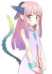  :o artist_request bangs blunt_bangs blush bracelet flat_chest gradient_hair half_updo hands_together jewelry looking_at_viewer milreaf multicolored_hair pink_eyes pink_hair pointy_ears purple_hair sidelocks sketch solo summon_night summon_night_4 tail 